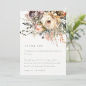 Boho Waterverf Herfst Herfst Bloemen Bunch Bruilof Bedankkaart (Staand voorkant)