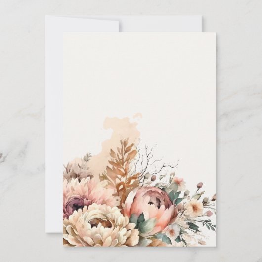 Boho Waterverf Herfst Herfst Bloemen Bunch Bruilof Bedankkaart (Achterkant)