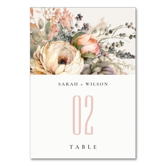 Boho Waterverf Herfst Herfst Bloemen Bunch Bruilof Kaart (Voorkant)