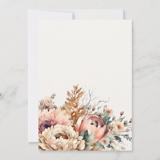 Boho Waterverf Herfst Herfst Bloemen Bunch Bruilof Kaart (Achterkant)