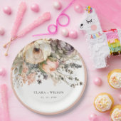 Boho Waterverf Herfst Herfst Bloemen Bunch Bruilof Papieren Bordje (Feest)