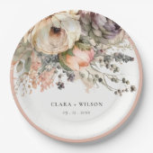 Boho Waterverf Herfst Herfst Bloemen Bunch Bruilof Papieren Bordje (Voorkant)