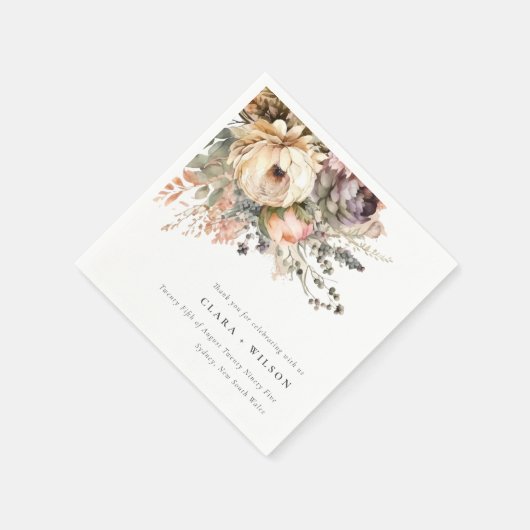 Boho Waterverf Herfst Herfst Bloemen Bunch Bruilof Servet (Hoek)