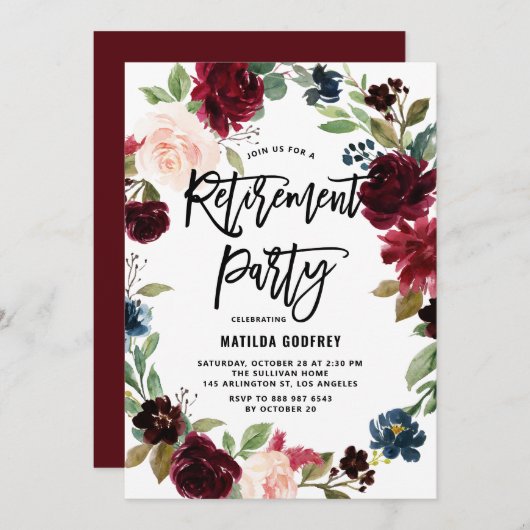 Boho Waterverf Herfst krans Pensioen Partij Kaart (Voorkant / Achterkant)