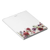 Boho Waterverf Herfst Red en Purple Flowers Notitieblok (Schuin)