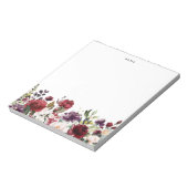 Boho Waterverf Herfst Red en Purple Flowers Notitieblok (Linkerzijde)
