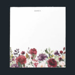 Boho Waterverf Herfst Red en Purple Flowers Notitieblok<br><div class="desc">en vrouwelijk aangepast notitieblok met waterverf bloemkool van rode,  wazige roze,  ivoor en paarse bloemen. Personaliseer door een naam of een korte uitdrukking toe te voegen. Dit bloemige notitieblok zal een perfect gepersonaliseerd cadeau zijn.</div>