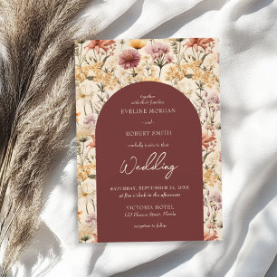 Boho waterverf herfst weide wilde bloemen kaart