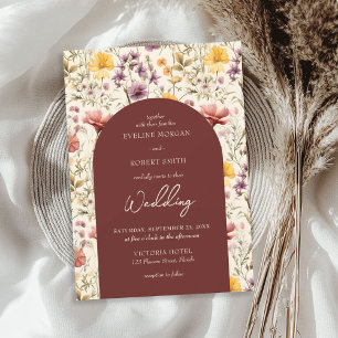 Boho waterverf herfst weide wilde bloemen kaart