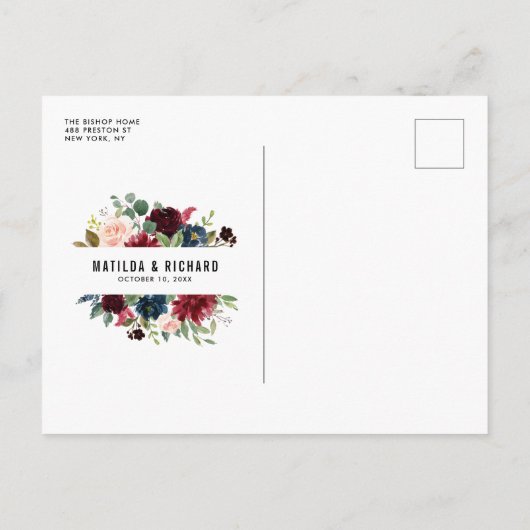 Boho Waterverf Herfstkrans Verloving Diner Uitnodiging Briefkaart (Achterkant)