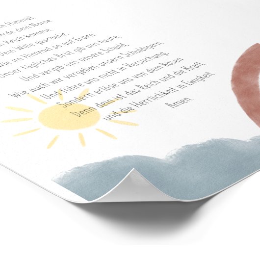 Boho waterverf het lord's prayer in Duitse druk Poster (Hoek)