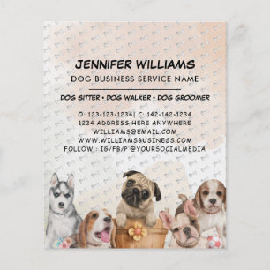 Boho Waterverf Hond Walker Hond Zittend Bedrijf Flyer