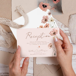 Boho Waterverf IJsland Poppy Flowers receptie Informatiekaartje