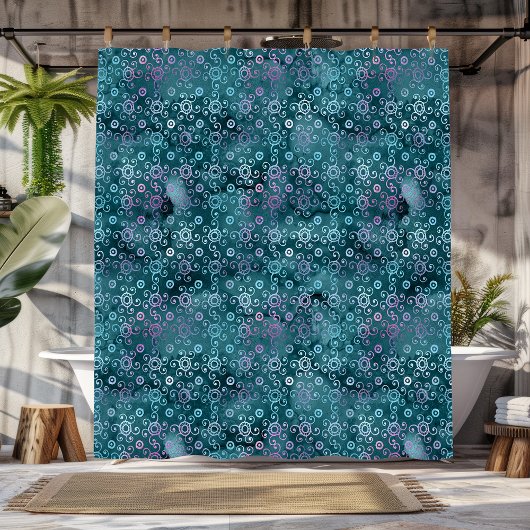 Boho Waterverf Iridescent Blauwgroen Turquoise Paa Douchegordijn