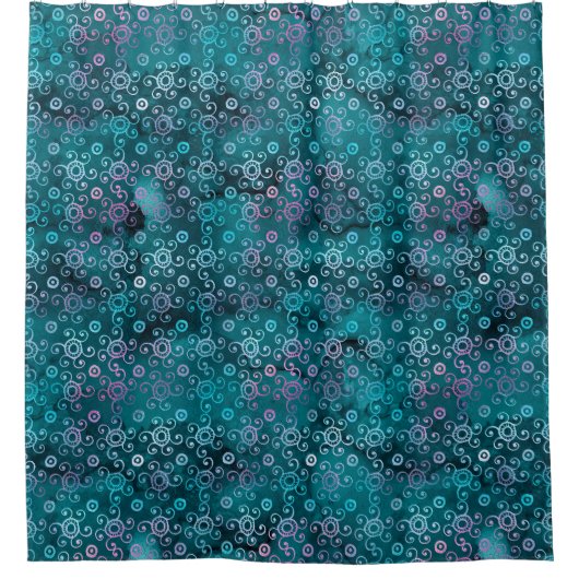 Boho Waterverf Iridescent Blauwgroen Turquoise Paa Douchegordijn (Voorkant)