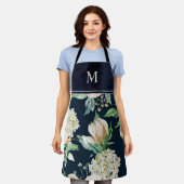 Boho Waterverf Ivory Floral Monogrammed Schort (Gedragen)