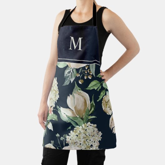 Boho Waterverf Ivory Floral Monogrammed Schort (Insitu)