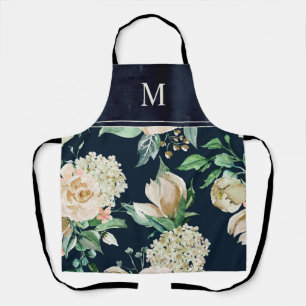 Boho Waterverf Ivory Floral Monogrammed Schort
