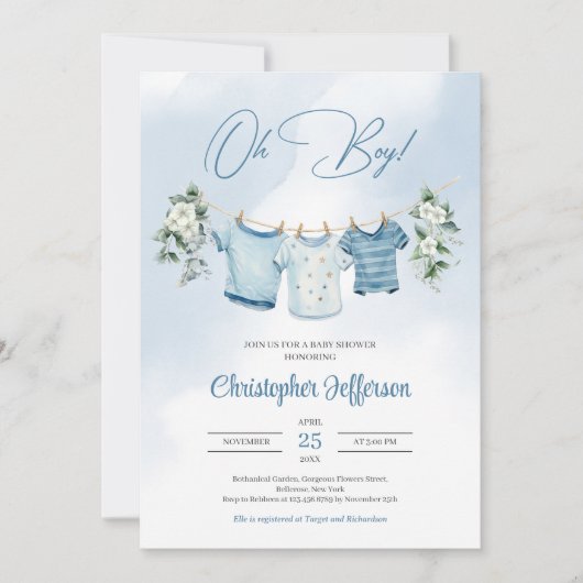 Boho Waterverf Jongen Kwekerij Kleding en Eucalypt Kaart (Voorkant)