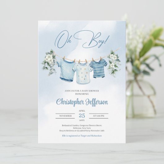 Boho Waterverf Jongen Kwekerij Kleding en Eucalypt Kaart (Staand voorkant)