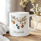 Boho Waterverf Kerst Ornament Aangepaste naam Koffiemok