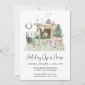 Boho Waterverf Kerst Vakantie Open Huis Kaart (Voorkant)