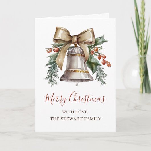 Boho Waterverf kerstbel vakantie Kaart (Voorkant)