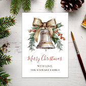 Boho Waterverf kerstbel vakantie Kaart