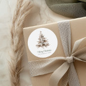 Boho Waterverf Kerstboom Familienaam Ronde Sticker