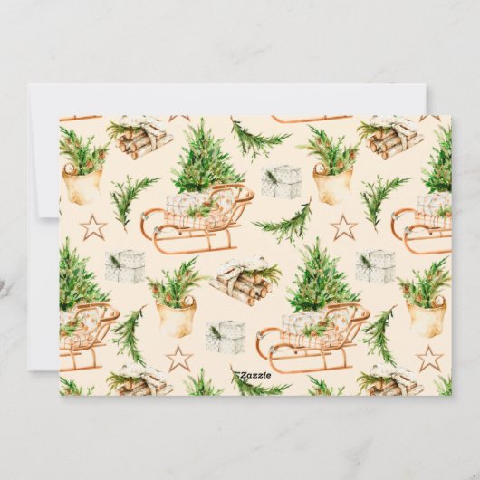 Boho Waterverf Kerstkledifoto Feestdagenkaart (Achterkant)