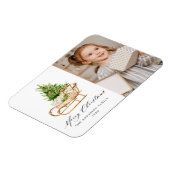 Boho Waterverf Kerstkledifoto Magneet (Linkerzijde)