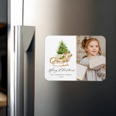 Boho Waterverf Kerstkledifoto Magneet