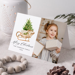 Boho Waterverf kerstkledij 2 foto Feestdagen Kaart