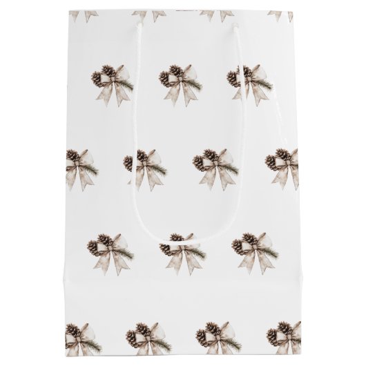 Boho Waterverf kerstlint patroon Medium Cadeauzakje (Achterkant)