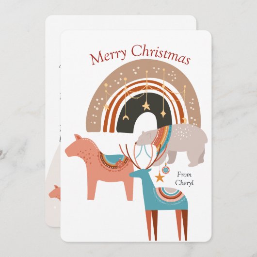 Boho Waterverf Kerstmis Kaart (Voorkant / Achterkant)