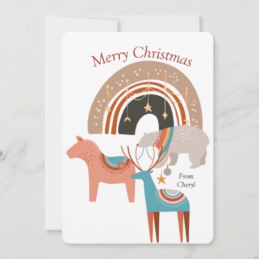 Boho Waterverf Kerstmis Kaart (Voorkant)