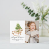 Boho Waterverf Kerstslee 2 Foto Feestdagenkaart (Staand voorkant)