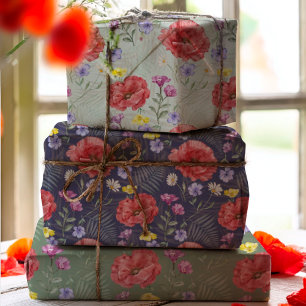 Boho Waterverf Kleurrijk Wildflower Patroon Inpakpapier Vel