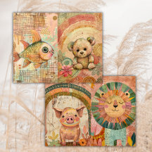 Boho Waterverf Kleurrijke Dieren Junk Journal