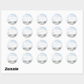 Boho Waterverf Koraal Schelp Strand Blauw Bruiloft Ronde Sticker (Vel)