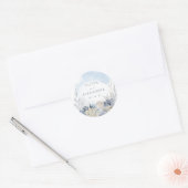 Boho Waterverf Koraal Schelp Strand Blauw Bruiloft Ronde Sticker (Envelop)