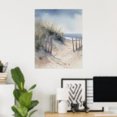 Boho Waterverf Kustpanorama Kunst Poster (Thuiskantoor)