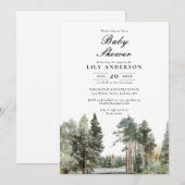 Boho Waterverf Lake Forest Woodland Baby shower Kaart (Voorkant / Achterkant)