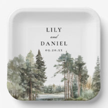 Boho Waterverf Lake Forest Woodland Wedding