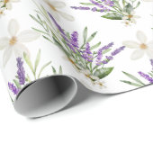 Boho Waterverf Lavendel Bloemige Bruiloft Cadeaupapier (Rol Hoek)