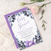 Boho Waterverf Lavender Berry Floral Baby shower Kaart