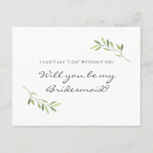 Boho Waterverf Leaf Bridesmaid Kaart