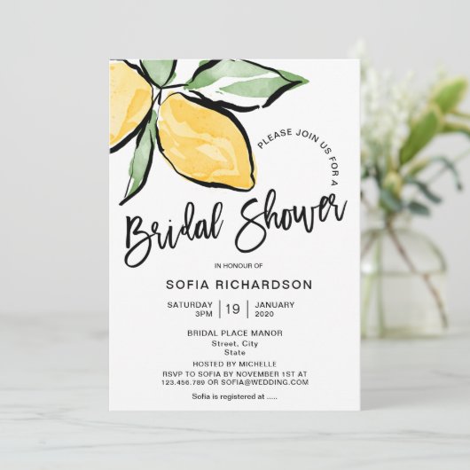 Boho Waterverf Lemon Citrus Greenery Summer Kaart (Staand voorkant)