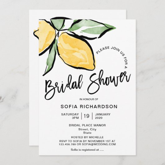 Boho Waterverf Lemon Citrus Greenery Summer Kaart (Voorkant / Achterkant)