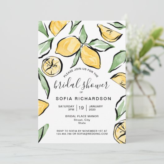 Boho Waterverf Lemon Citrus Greenery Summer Kaart (Staand voorkant)